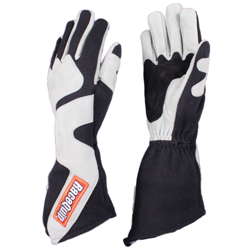 RaceQuip SFI-5 Gray/Black Large Long Angle Cut Glove